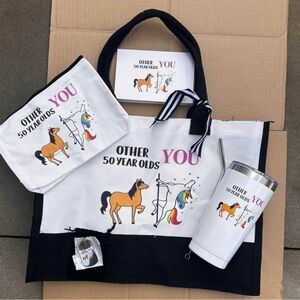 5pc 50th Birthday Unicorn and Horse Party Tote Set